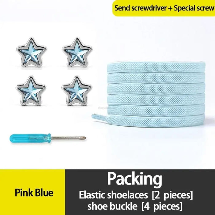 Diamond no Tie Colourful Star Rhinestone Shoe Laces