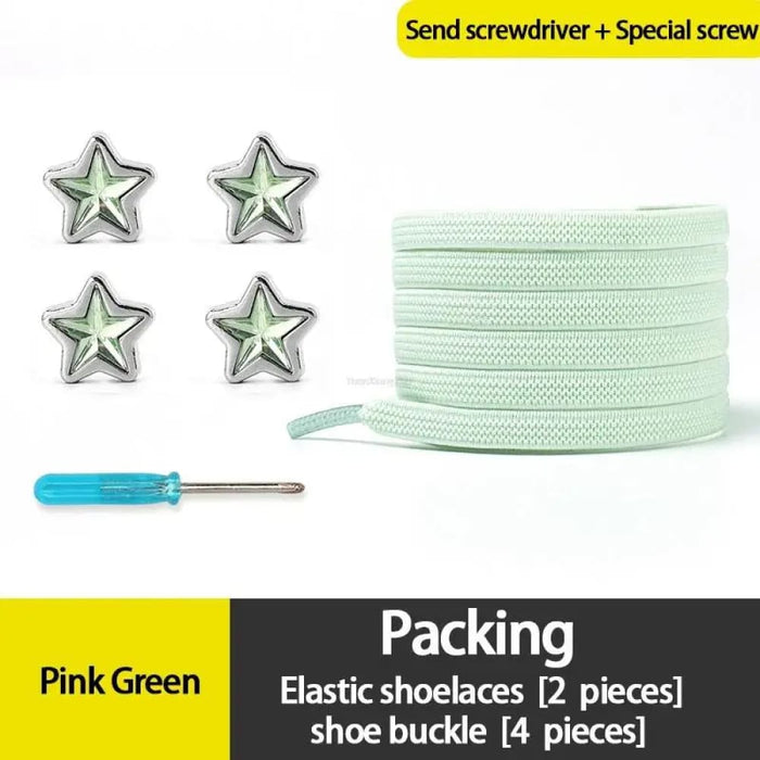 Diamond no Tie Colourful Star Rhinestone Shoe Laces