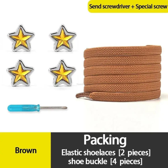 Diamond no Tie Colourful Star Rhinestone Shoe Laces