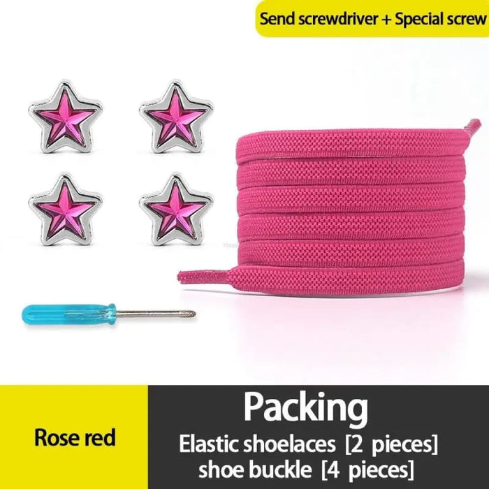 Diamond no Tie Colourful Star Rhinestone Shoe Laces