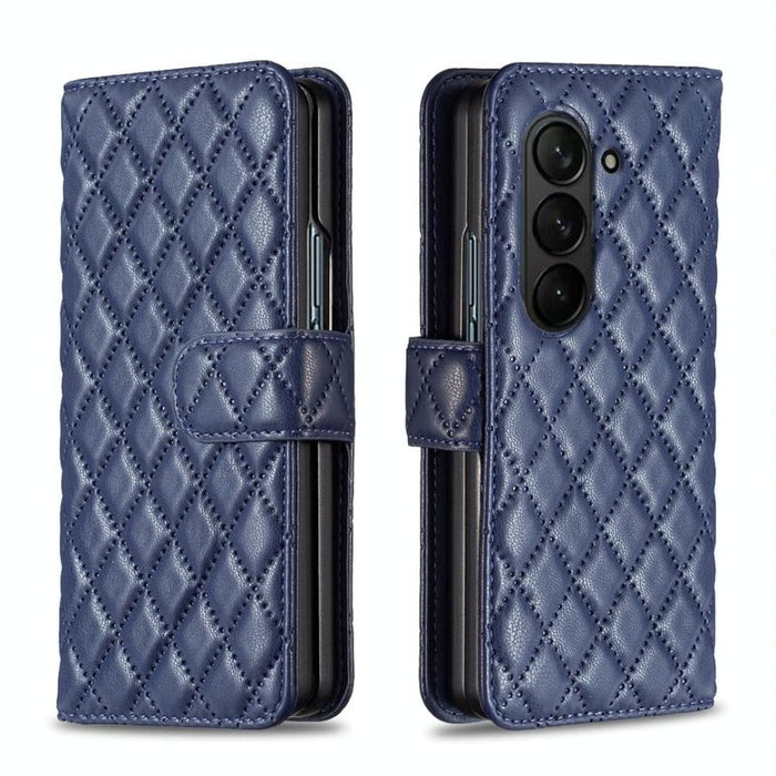 Diamond Lattice Wallet Case For Samsung Fold 4