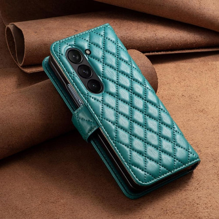 Diamond Lattice Wallet Case For Samsung Fold 4