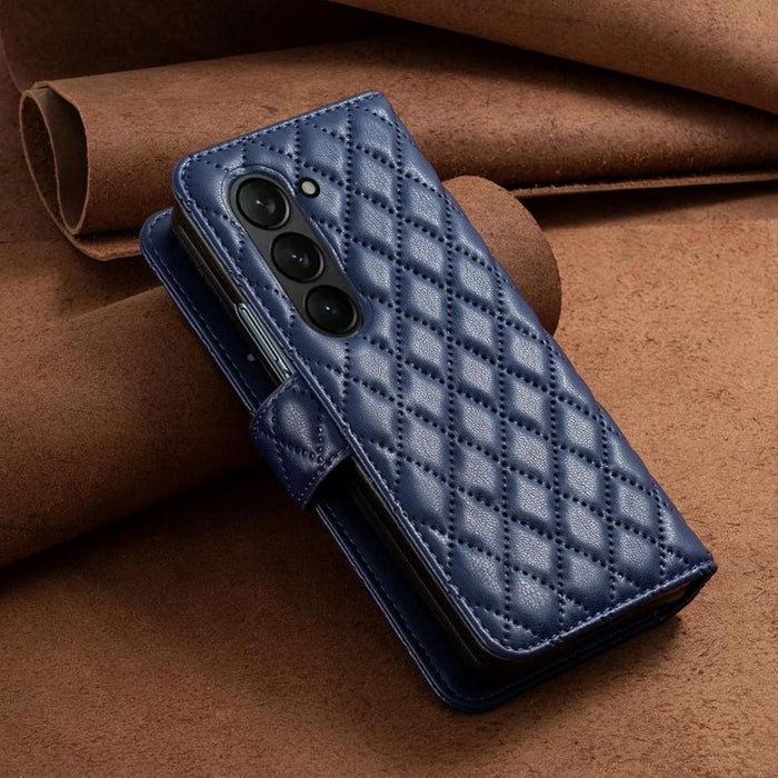 Diamond Lattice Wallet Case For Samsung Fold 4
