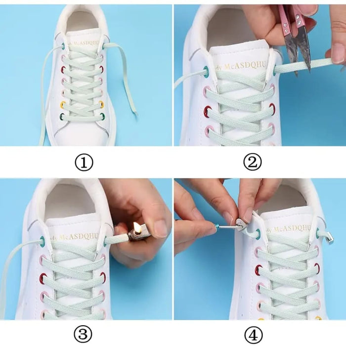 Diamond Metal Tips Head no Diy Shoe Laces for Kids & Adults