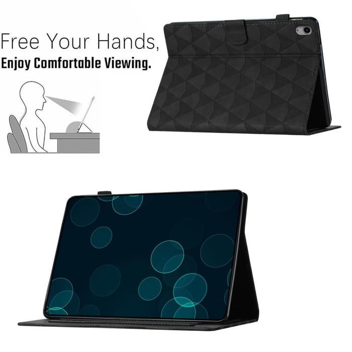Diamond Texture Embossed Leather Smart Tablet Case