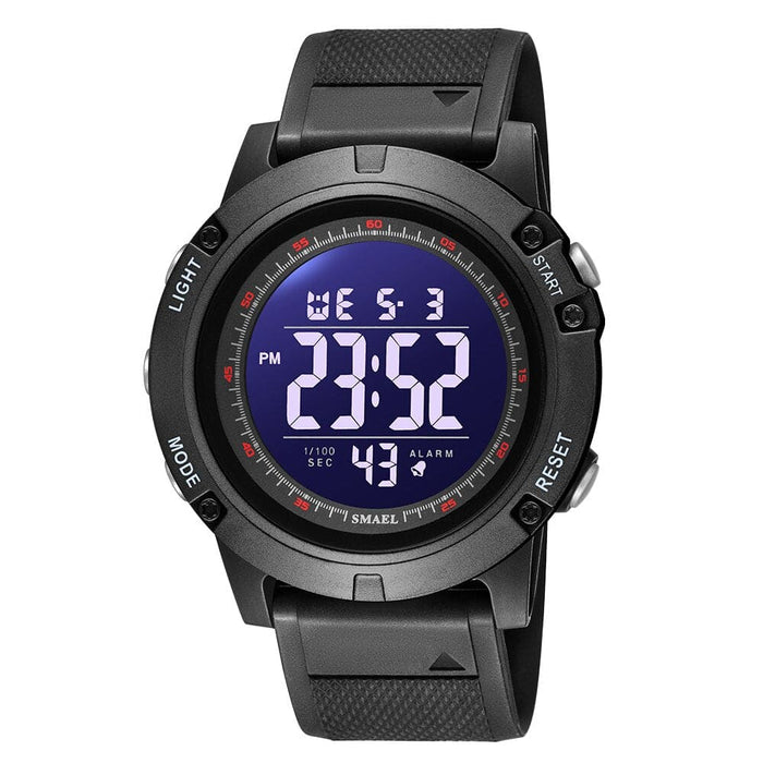 Led Digital Display Waterproof Men Wristwatch with Back