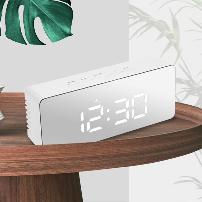 Digital Led Mirror Alarm Clock Temperature Light Table Time