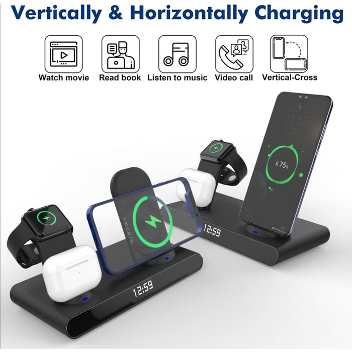 Digital Time Display 3 In 1 Wireless Charging Station