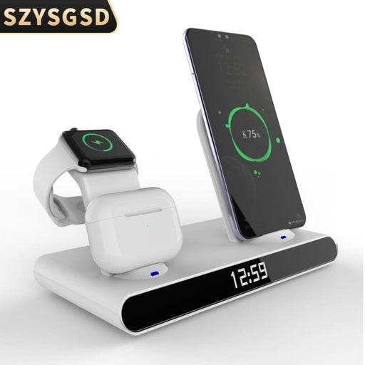 Digital Time Display 3 In 1 Wireless Charging Station