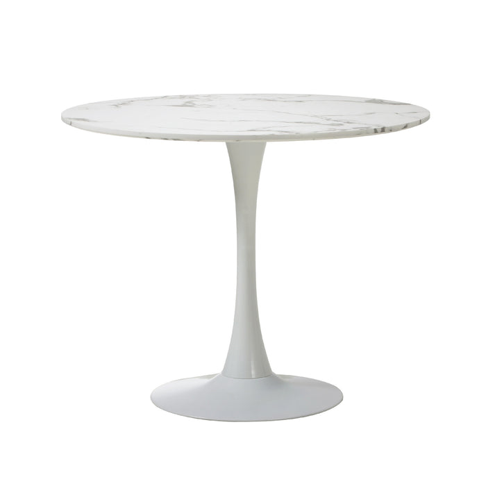 90Cm Round Dining Table With 4X Dining Chairs Pu Leather Green