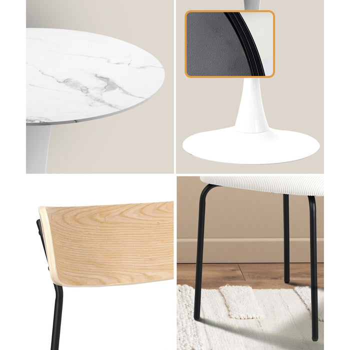 90Cm Dining Table And Chairs 4-Seater Kitchen Furniture Set