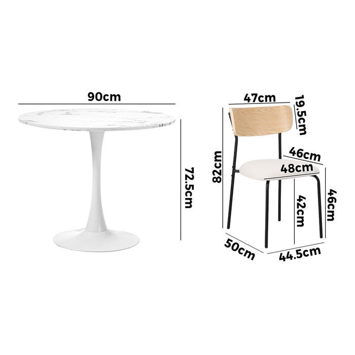 90Cm Dining Table And Chairs 4-Seater Kitchen Furniture Set