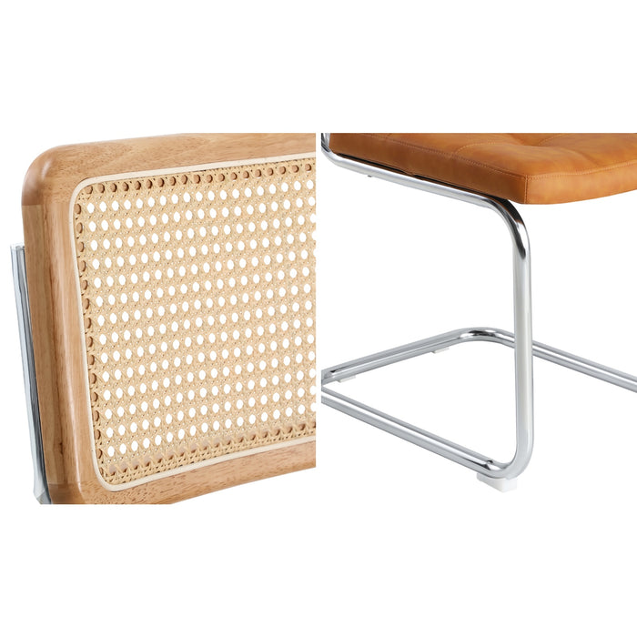 90Cm Round Dining Table With 4Pcs Dining Chairs Pu Leather Brown