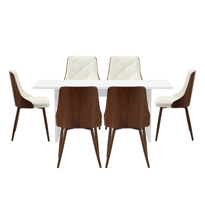 6-Seater Rectangular Dining Table And Chairs Wooden Kitchen Dining Set