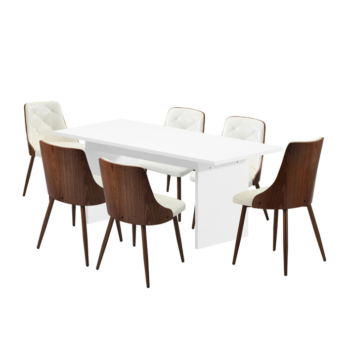 6-Seater Rectangular Dining Table And Chairs Wooden Kitchen Dining Set