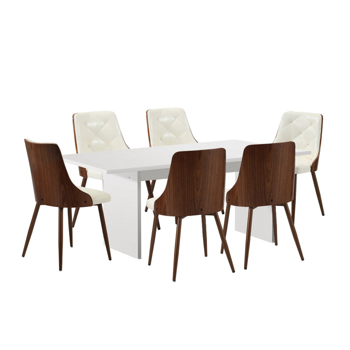 6-Seater Rectangular Dining Table And Chairs Wooden Kitchen Dining Set