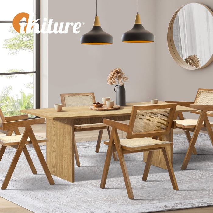 180Cm Rectangular Dining Table With 4Pcs Dining Chairs Wooden Walnut