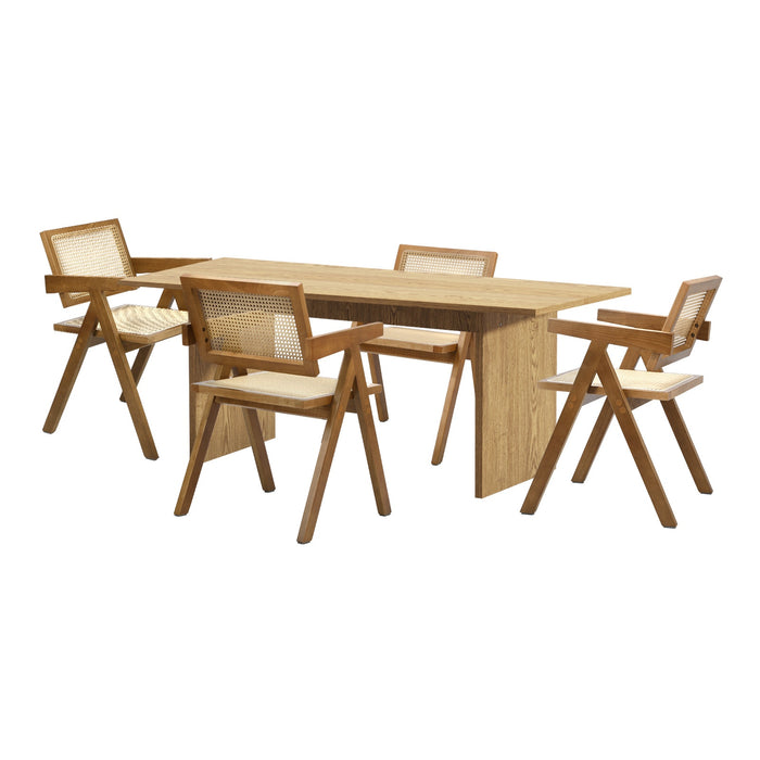 180Cm Rectangular Dining Table With 4Pcs Dining Chairs Wooden Walnut