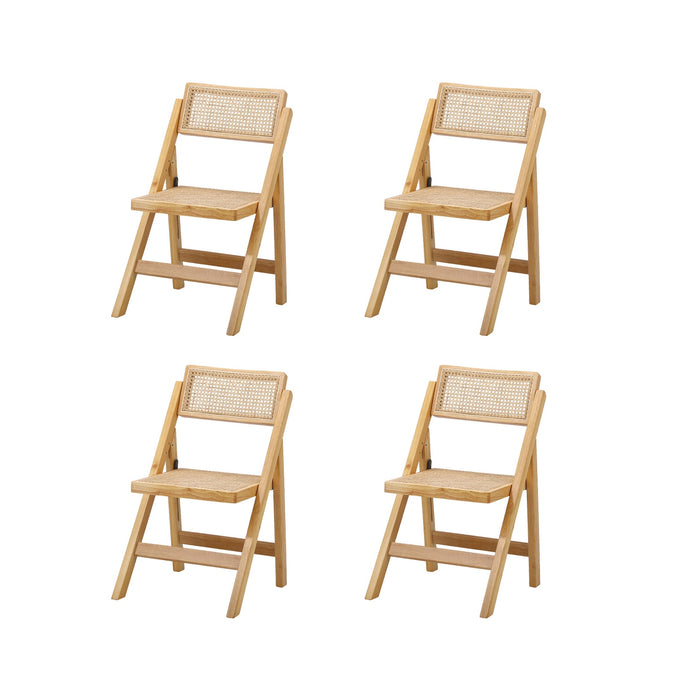 180Cm Rectangular Dining Table With 4Pcs Dining Chairs Foldable Natural