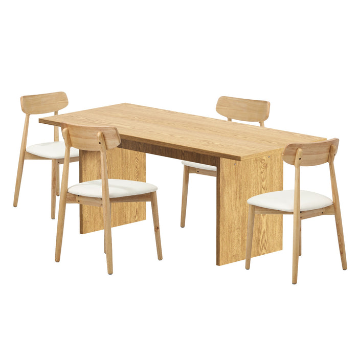 4-Seater Dining Table And Chairs Wooden Furniture Set