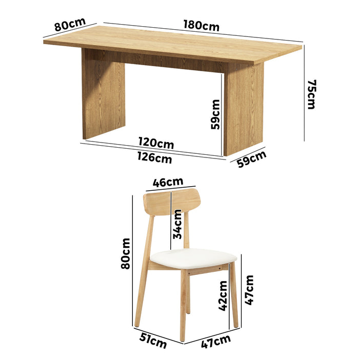 4-Seater Dining Table And Chairs Wooden Furniture Set
