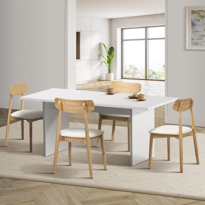 4-Seater Dining Table And Chairs Wooden Furniture Set Natural & White