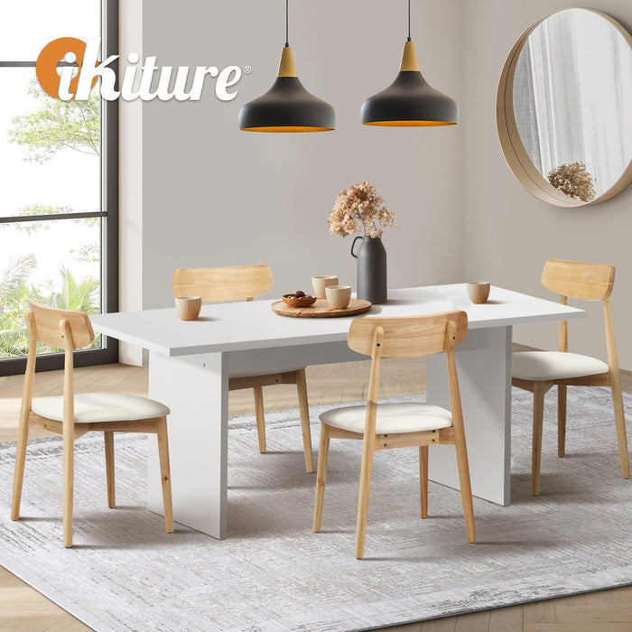 4-Seater Dining Table And Chairs Wooden Furniture Set Natural & White
