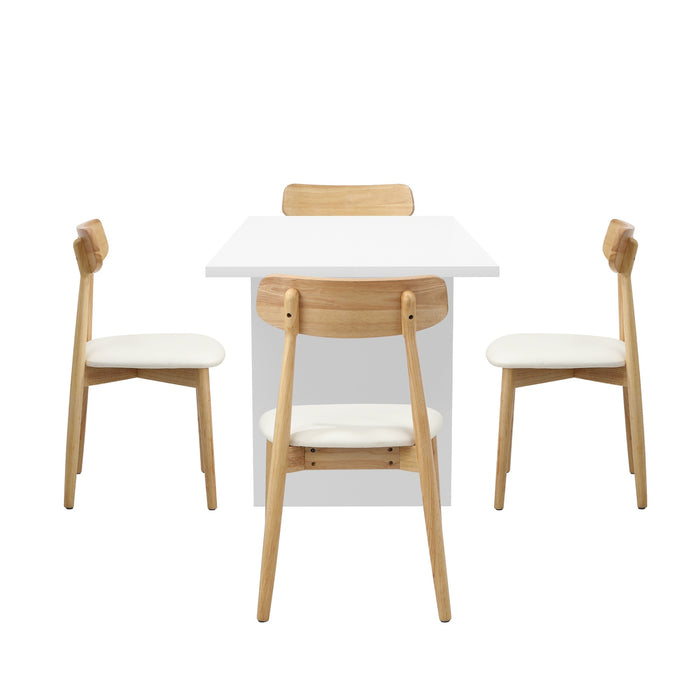 4-Seater Dining Table And Chairs Wooden Furniture Set Natural & White
