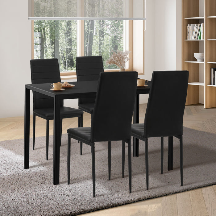 120Cm Rectangle Dining Table With 4Pcs Dining Chairs Wooden Black