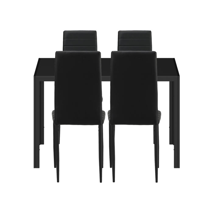 120Cm Rectangle Dining Table With 4Pcs Dining Chairs Wooden Black