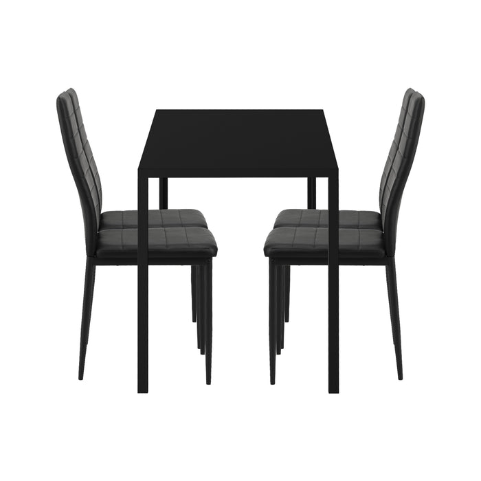 120Cm Rectangle Dining Table With 4Pcs Dining Chairs Wooden Black