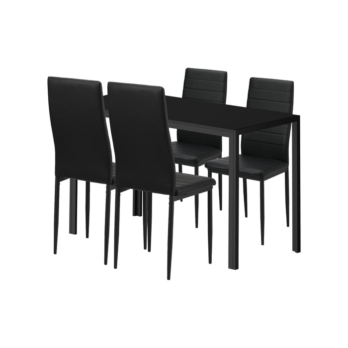 120Cm Rectangle Dining Table With 4Pcs Dining Chairs Wooden Black