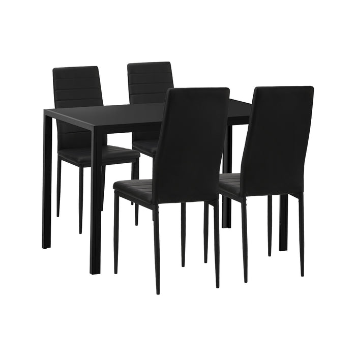 120Cm Rectangle Dining Table With 4Pcs Dining Chairs Wooden Black
