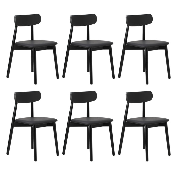 1.4M Dining Table Set With 6Pcs Wooden Chairs Pu Leather Black