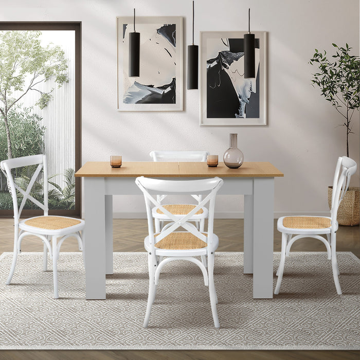 160Cm Extendable Dining Table With 4Pcs Dining Chairs Crossback White