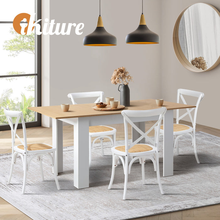 160Cm Extendable Dining Table With 4Pcs Dining Chairs Crossback White