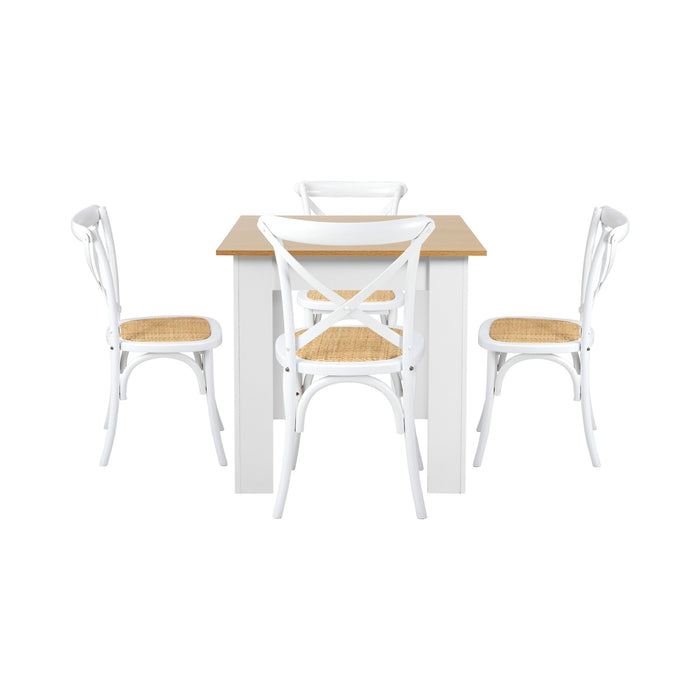 160Cm Extendable Dining Table With 4Pcs Dining Chairs Crossback White