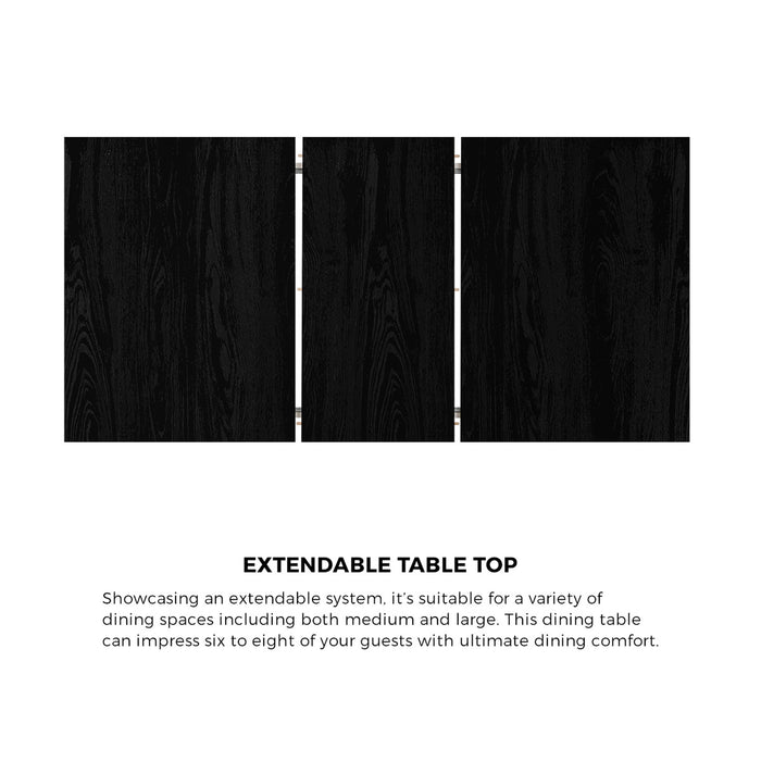 Extendable Dining Table With 4Pcs Dining Chairs Pu Leather Black