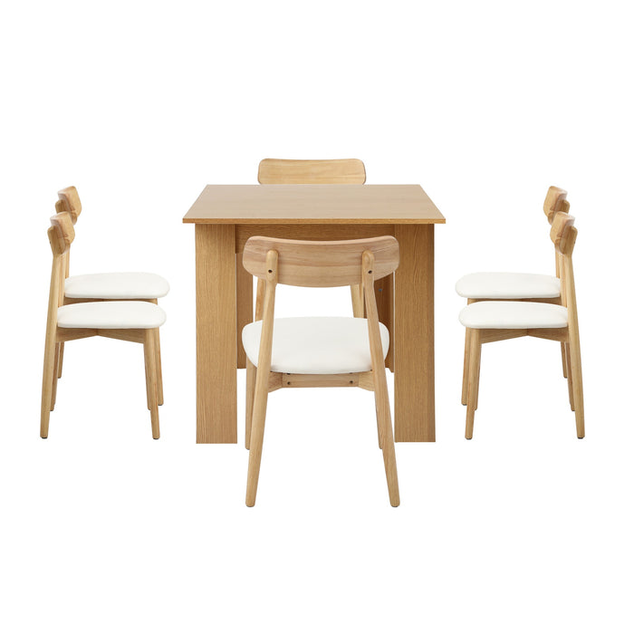 160Cm Extendable Dining Table With 6X Dining Chairs Pu Leather Natural
