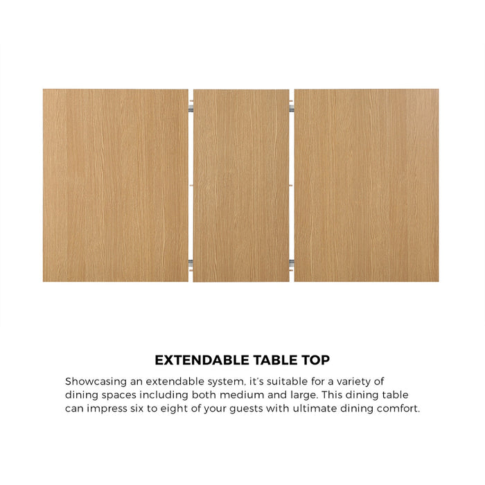 160Cm Extendable Dining Table With 6X Dining Chairs Pu Leather White