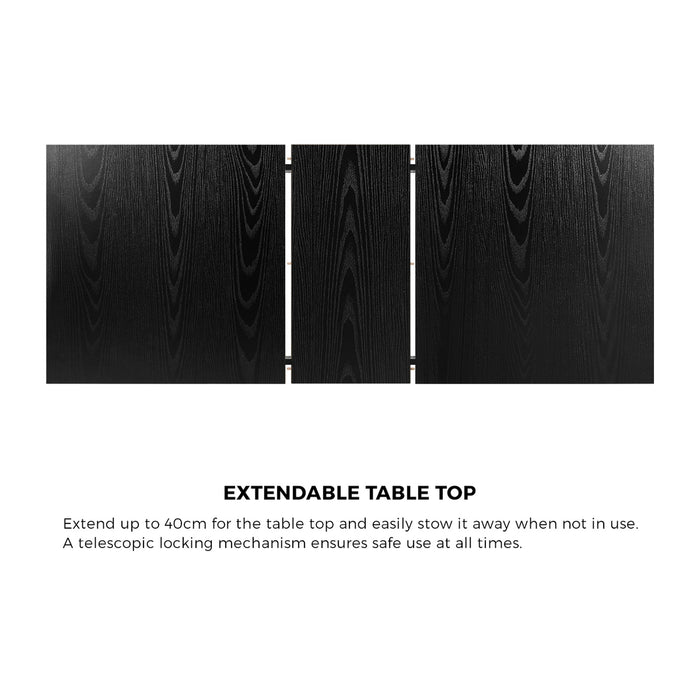 5Pc Extenable Dining Table And Chairs Kitchen Dining Set Black & White