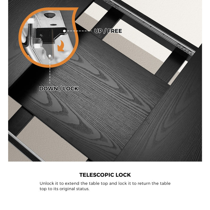 7Pc Extenable Dining Table And Chairs Kitchen Dining Set Black & White