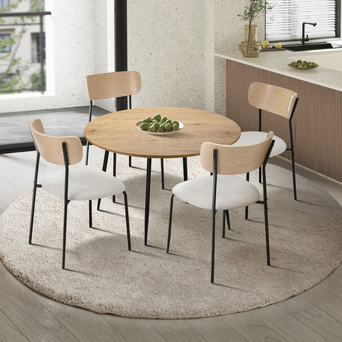1.1M Dining Table Set With Corduroy Chairs 4-Seater Kitchen Furniture