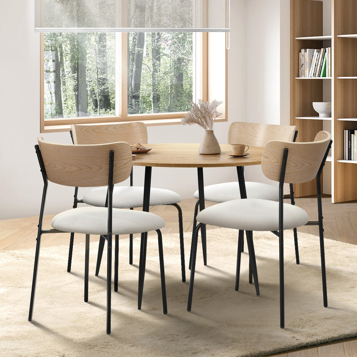 1.1M Dining Table Set With Corduroy Chairs 4-Seater Kitchen Furniture