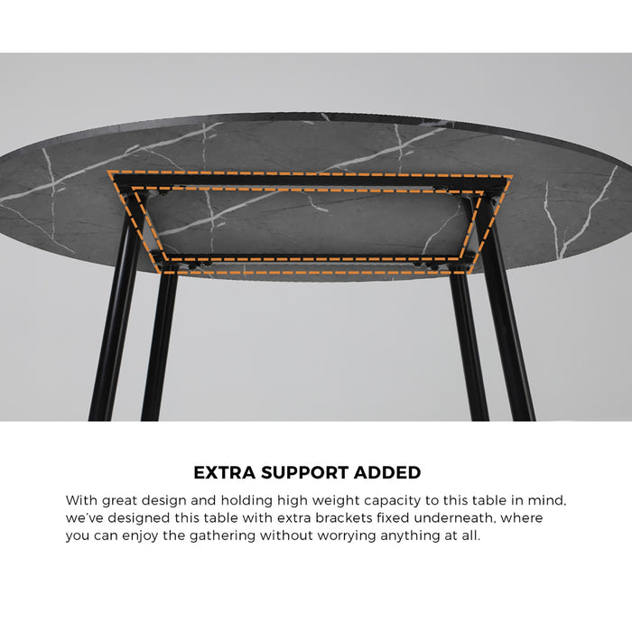 110Cm Round Dining Table With 4Pcs Dining Chairs Velvet Grey