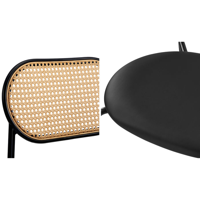 110Cm Round Dining Table With 4Pcs Dining Chairs Pu Leather Black