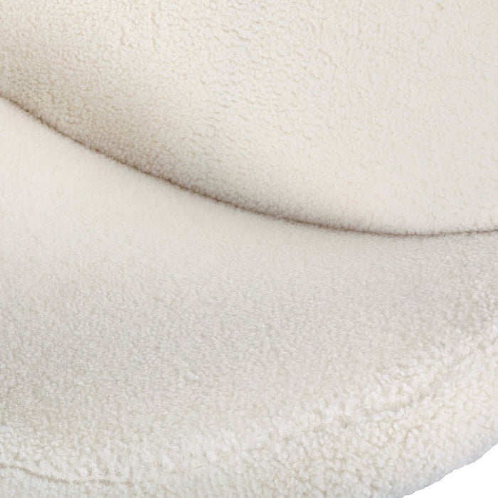 110Cm Round Dining Table With 4Pcs Dining Chairs White Sherpa