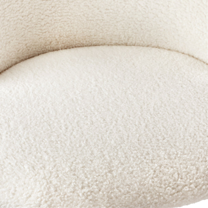 110Cm Round Dining Table With 4Pcs Dining Chairs White Sherpa