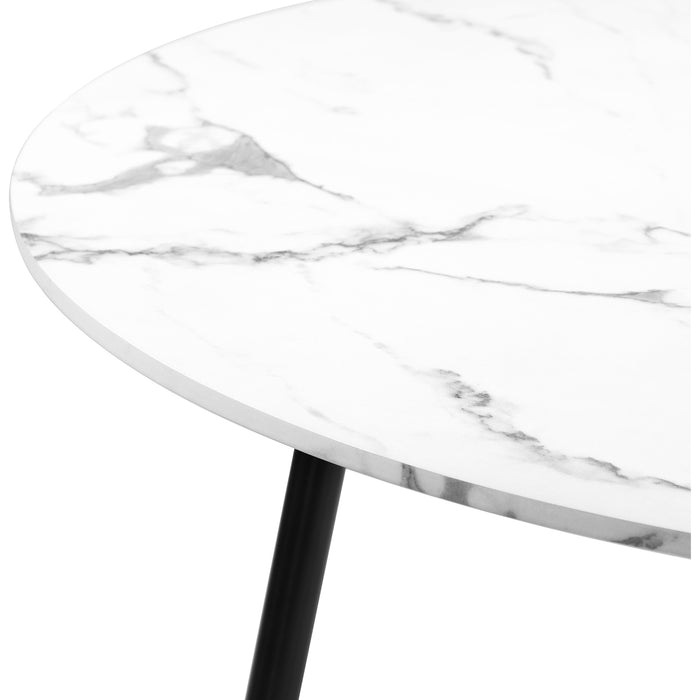 110Cm Round Dining Table With 4Pcs Dining Chairs White Sherpa