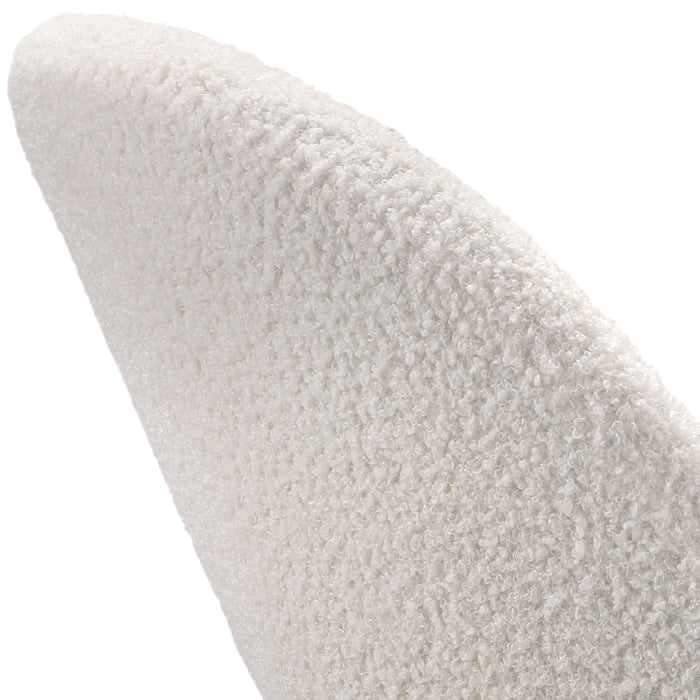 110Cm Round Dining Table With 4Pcs Dining Chairs White Sherpa